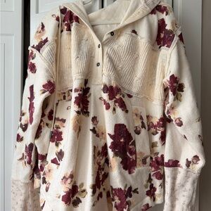 Free People Bali Bring Me Roses Sherpa Fleece Hoodie XL